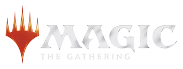 Il logo di Magic the Gathering è un logo rosso e nero con una fiamma rossa.