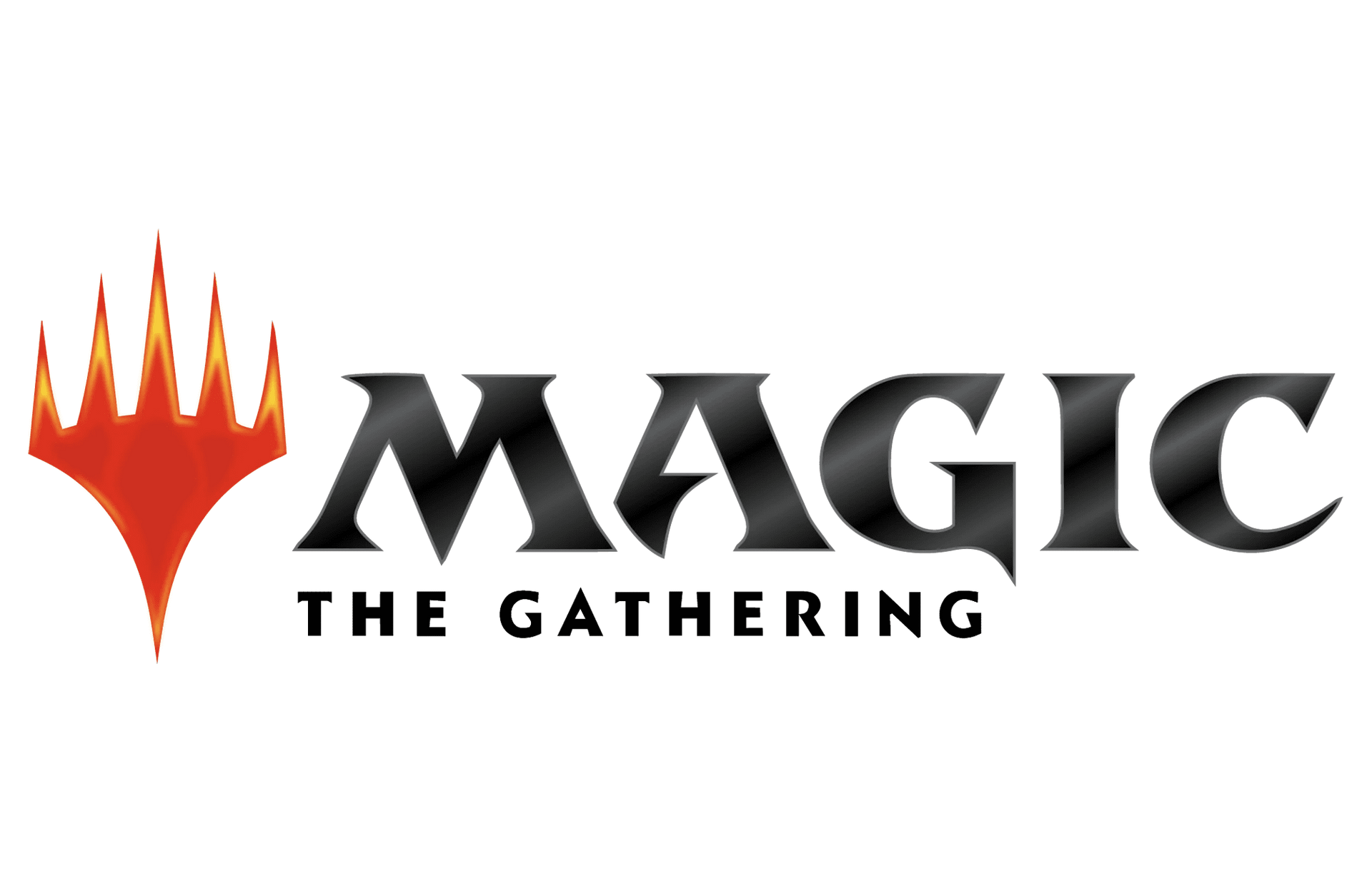 Il logo di Magic the Gathering è un logo rosso e nero con una fiamma rossa.