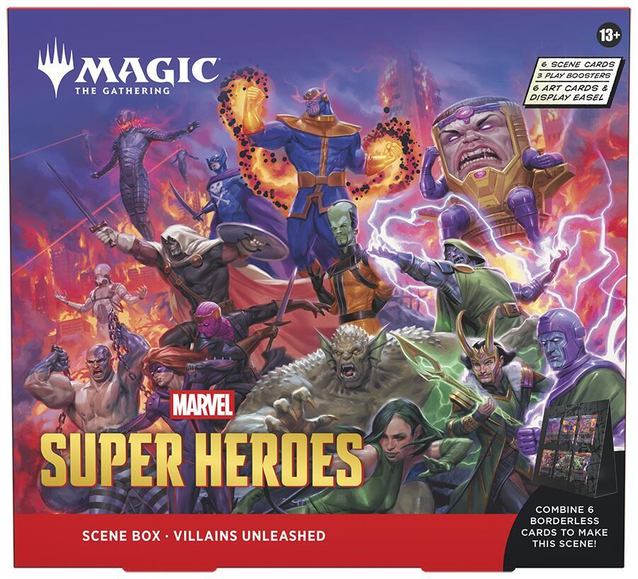 Magic: The Gathering Marvel Super Heroes - Scatola con scena dei cattivi su una copertina