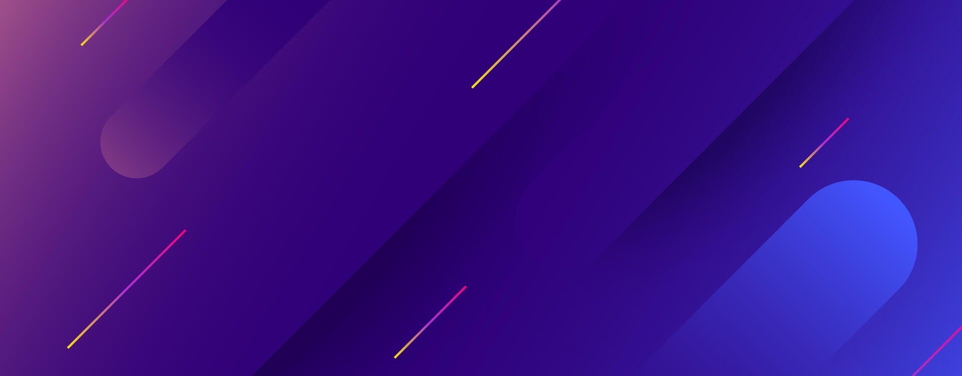 Uno sfondo astratto viola e blu con linee e cerchi.