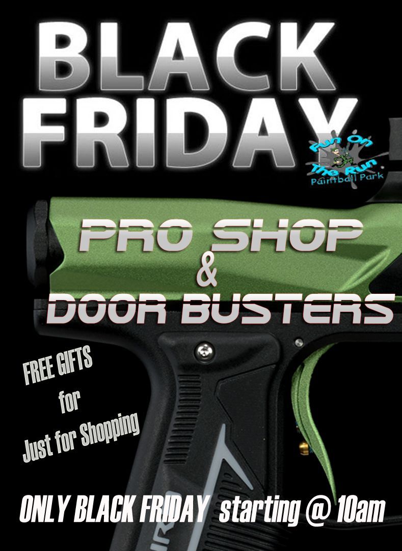 Black Friday Pro Shop Sale at Fun On The Run Paintball Park in Fort Worth – Save big on paintball gear, markers, accessories, and equipment during our limited-time holiday event.