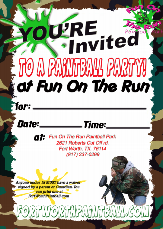 Paintball Party Invitation Preview