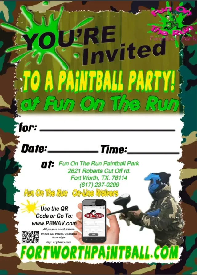 party-invitations-fun-on-the-run-paintball-park for Free Printable Paintball Party Invitations Party Invitations | Fun On The Run Paintball Park for Free Printable Paintball Party Invitations