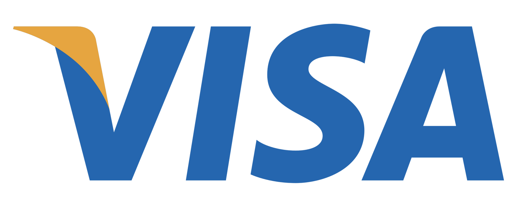 A blue and yellow visa logo on a white background.