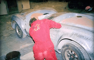 Vintage car being restored