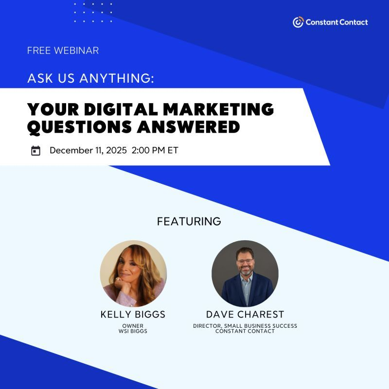 Guest on Constant Contact Webinar Kelly Biggs and Dave Charest