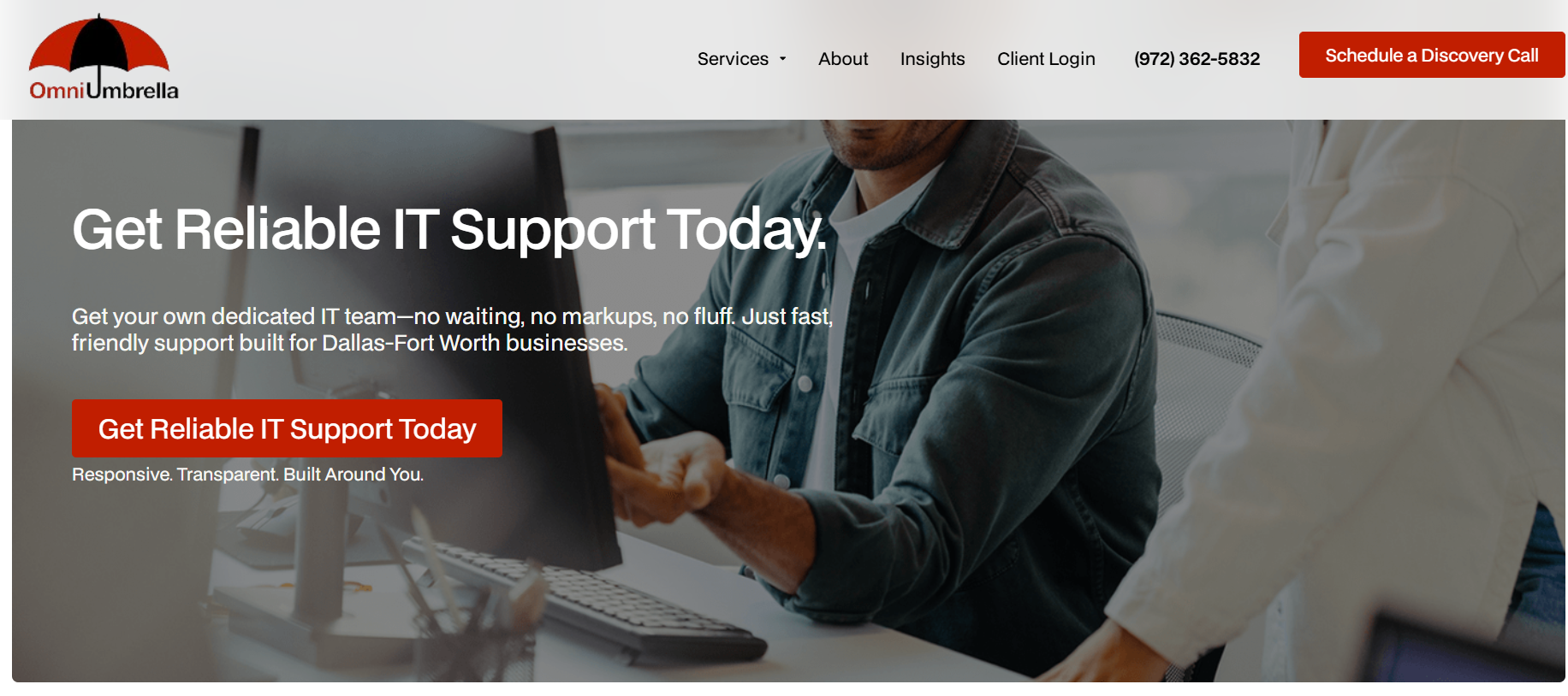 Website with the words