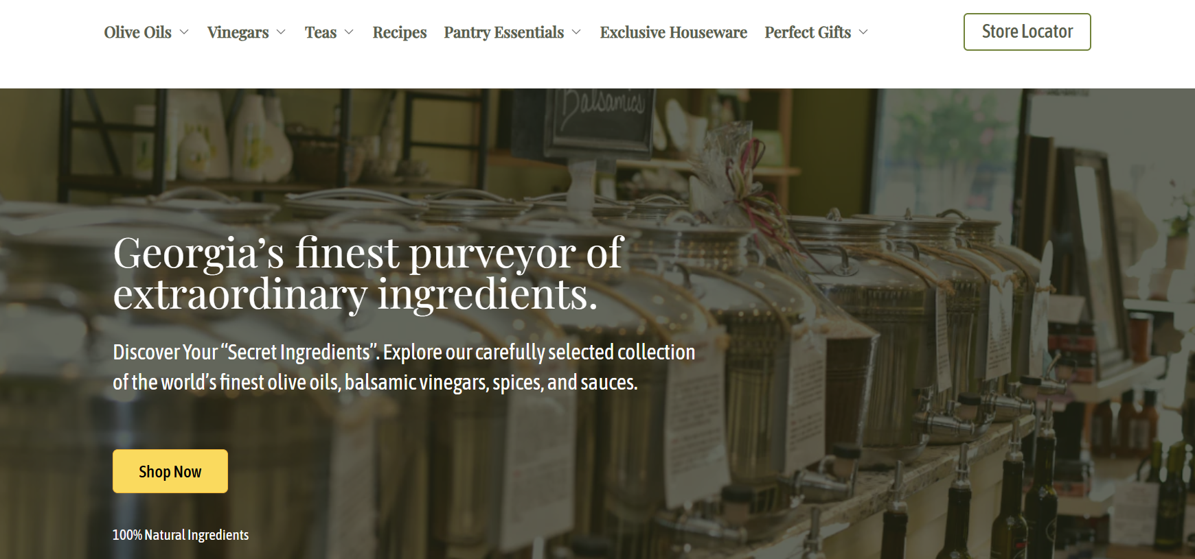 Website homepage with text