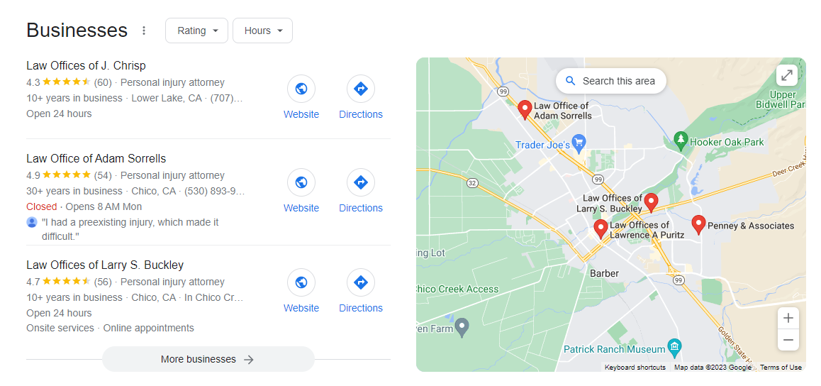 Google Map Pack For Injury Lawyers