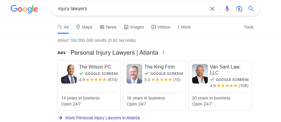 Injury Lawyers Local Service Ads