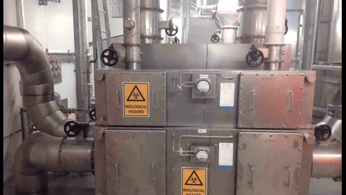 There are a lot of pipes and valves in this room.