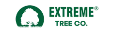 The logo for extreme tree co. has a tree in a circle.