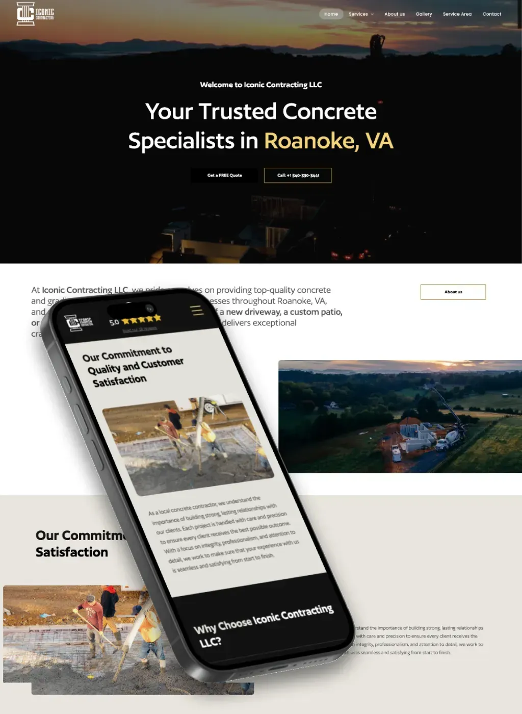 A cell phone is sitting on top of a website.