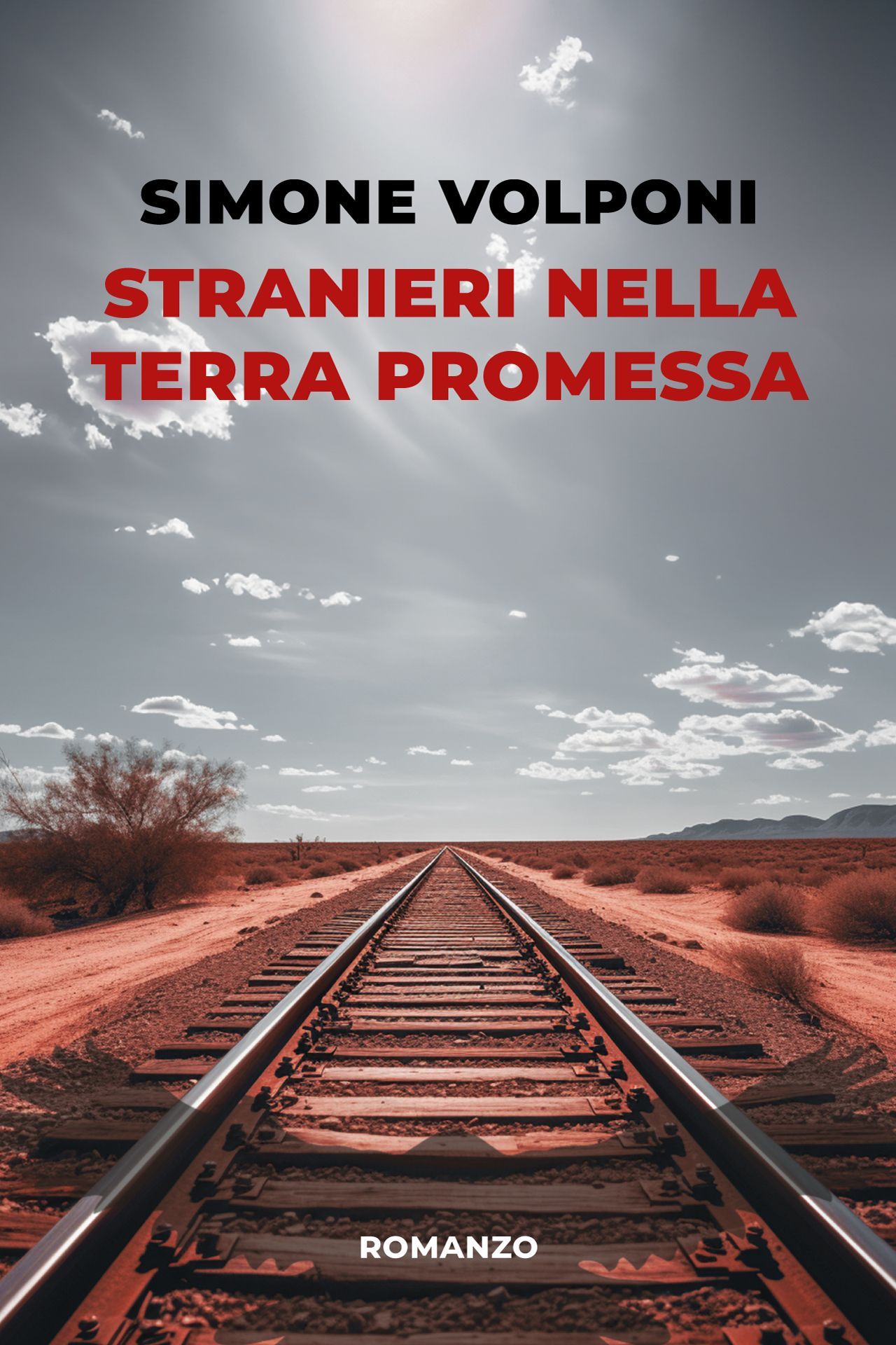 Copertina libro Stranieri nella terra promessa di Simone Volponi realizzata da Beatrice Spada designer