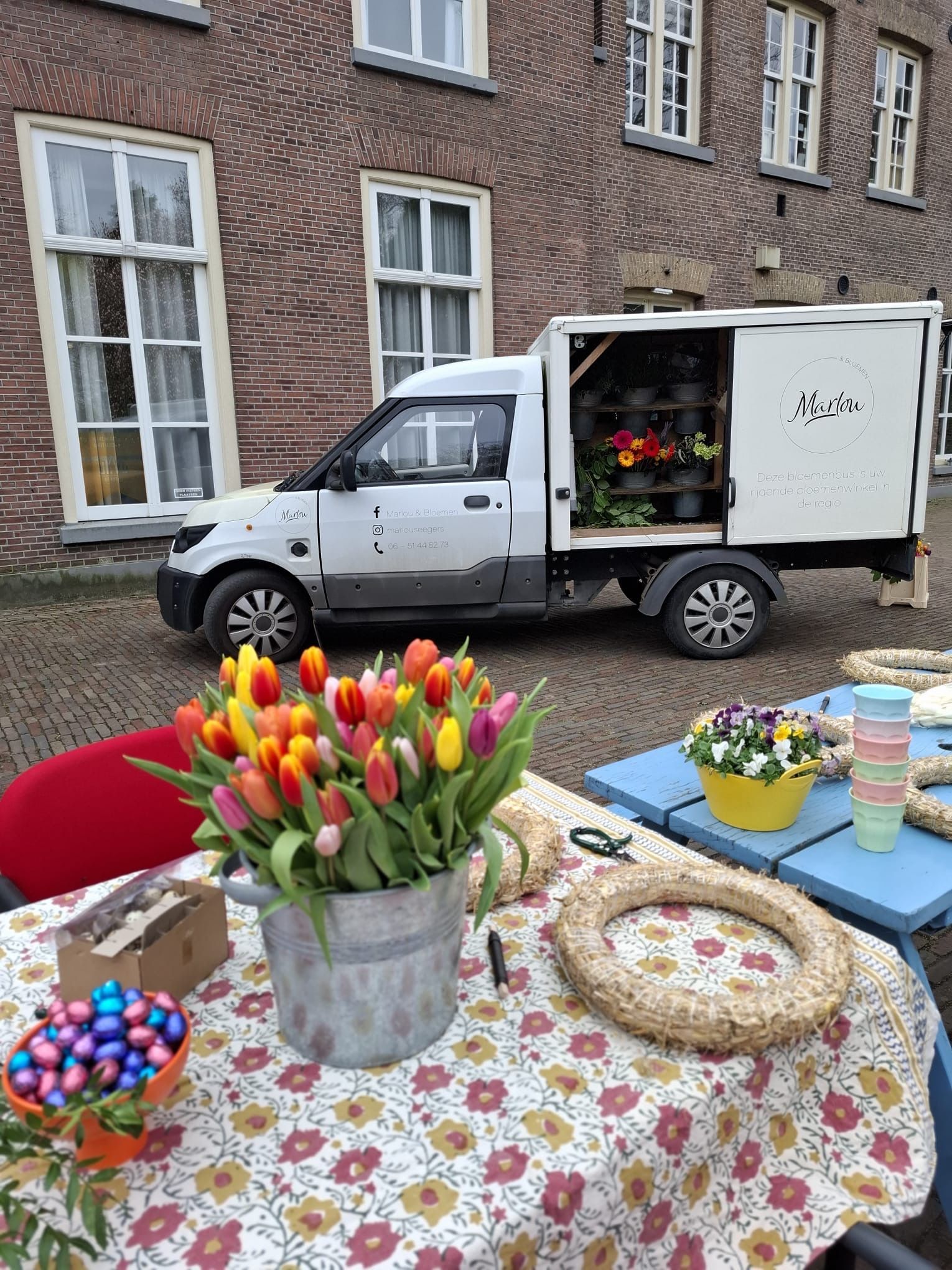 Bloemenbus bij de workshop in Doetinchem