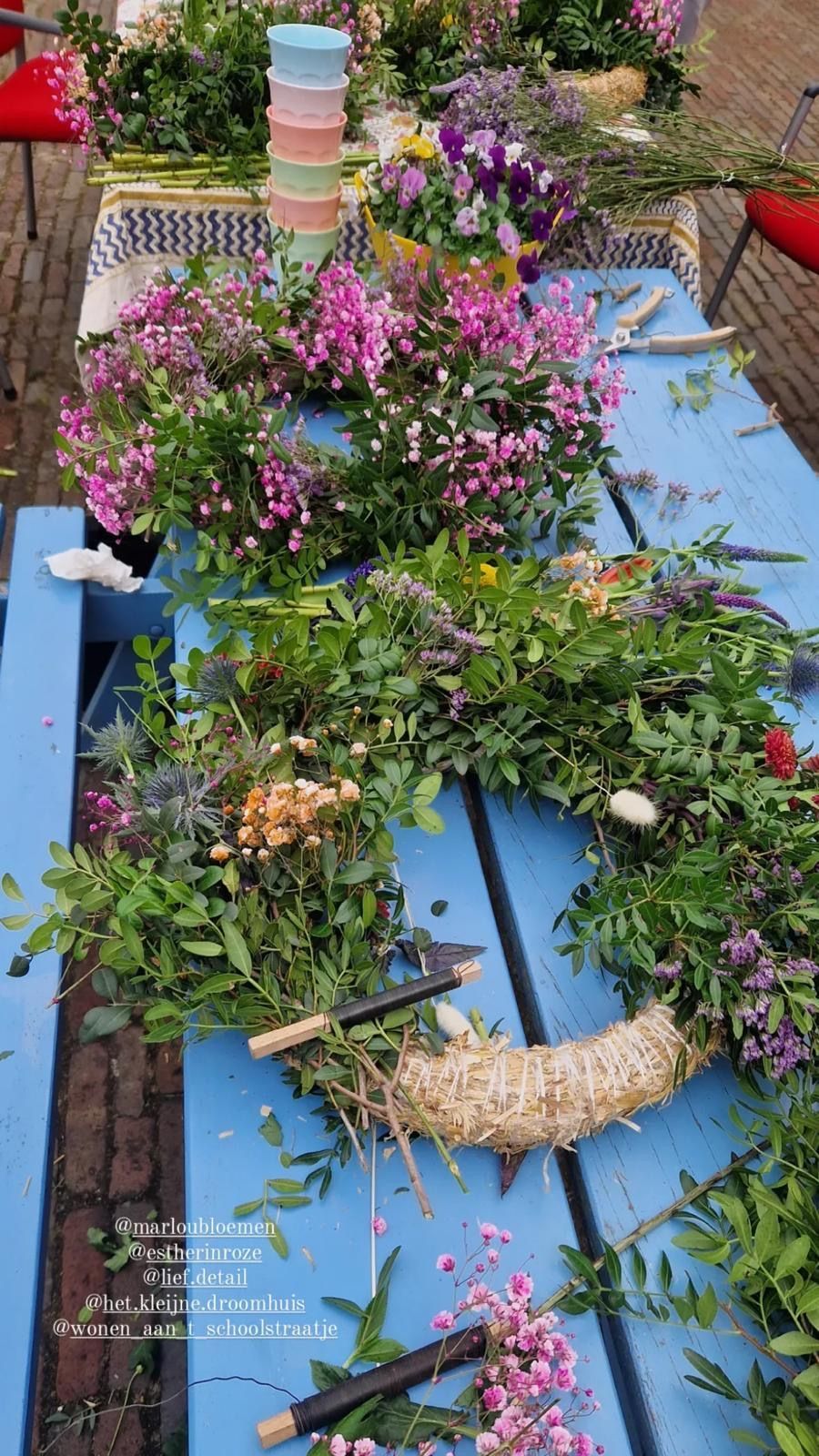 Krans tijdens de workshop