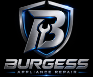 Burgess Appliance Repair logo with black text and a blue appliance icon inside a wrench-shaped outline