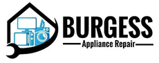 Burgess Appliance Repair logo with black text and a blue appliance icon inside a wrench-shaped outline