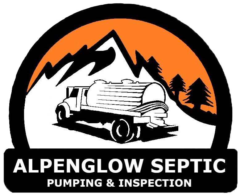 Alpenglow Septic logo with truck, mountains, and trees; text: &ldquo;Pumping & Inspection&rdquo;