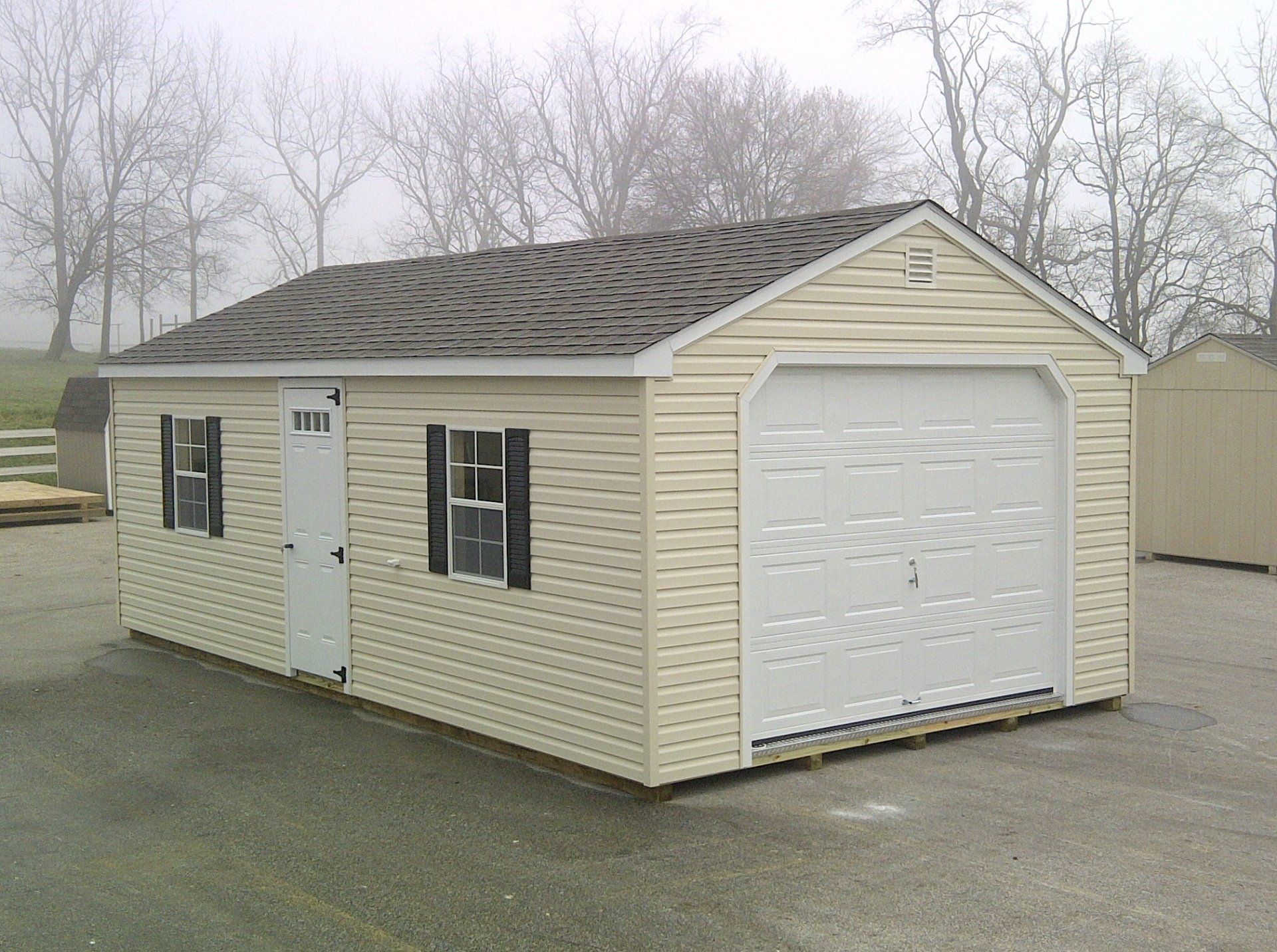 yellow cottage garage