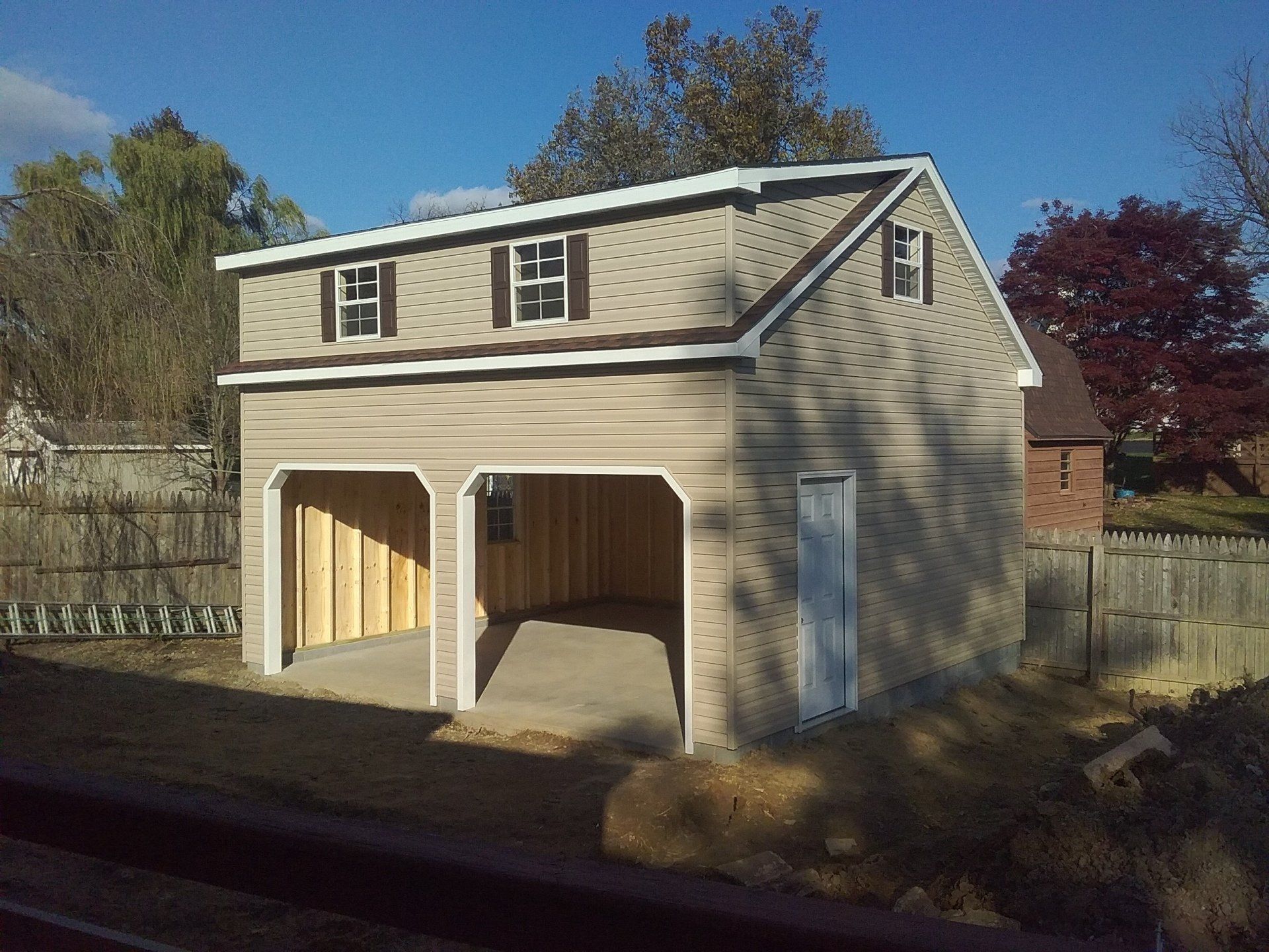 double wide garage with two stories