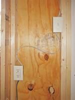 electrical outlets and wires in shed 