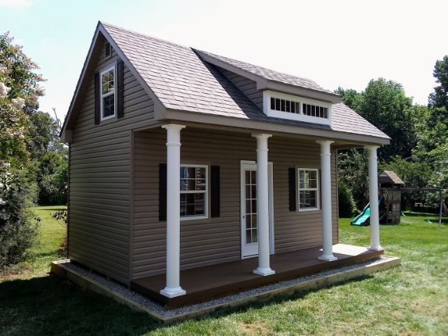 dormer shed with pillars
