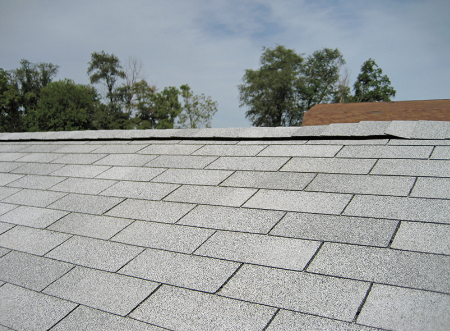 grey roof with a ridge vent