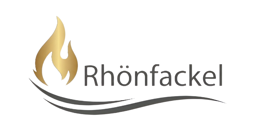 Ein Logo für Rhoenfackel mit einem Feuer in der Mitte