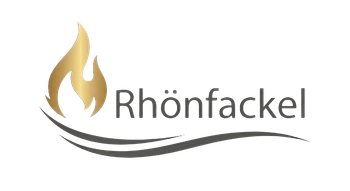 Ein Logo für Rhoenfackel mit einem Feuer in der Mitte