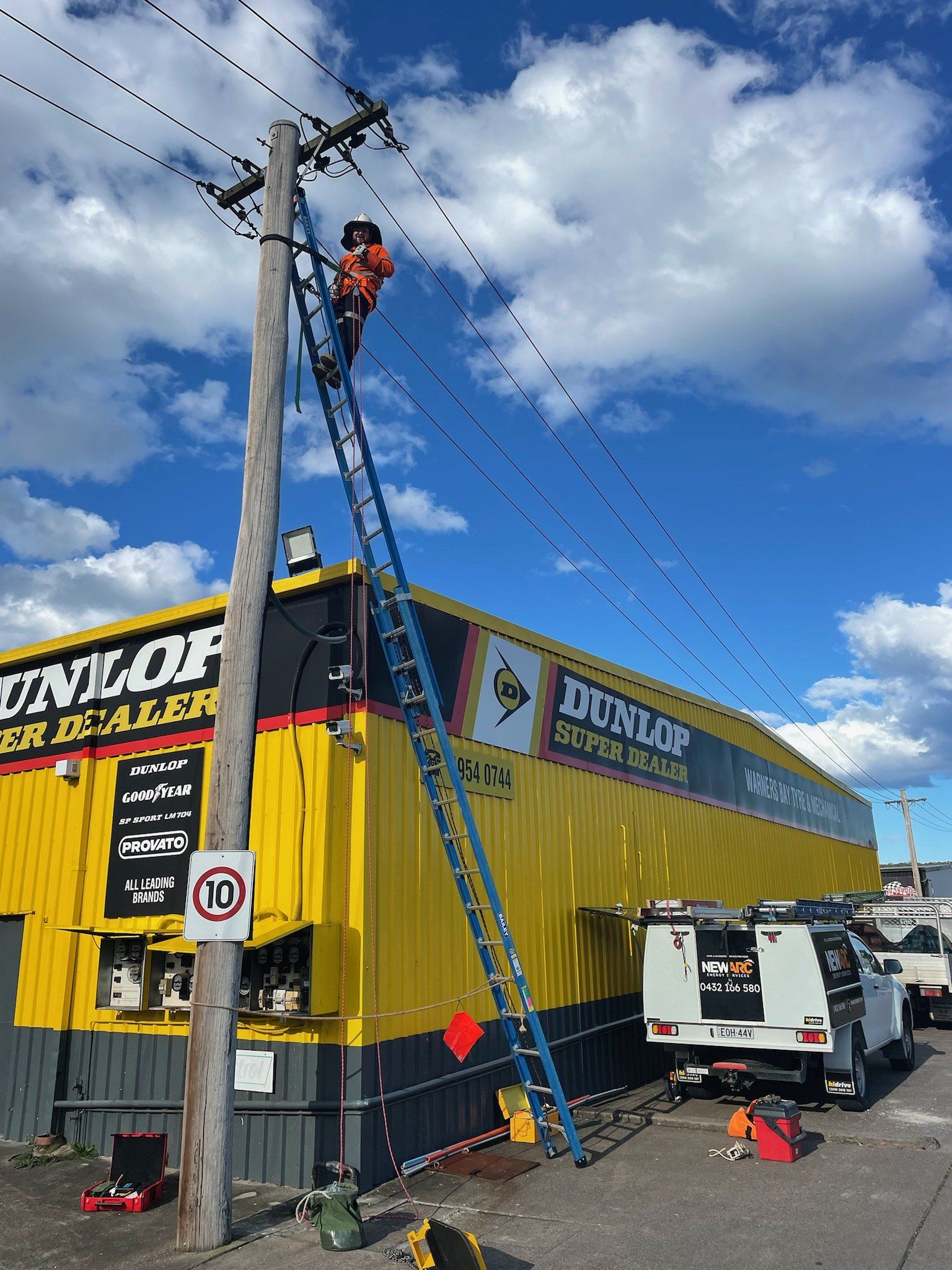 Electrician installing power to Commercial Premises— Electrician In Newcastle, NSW