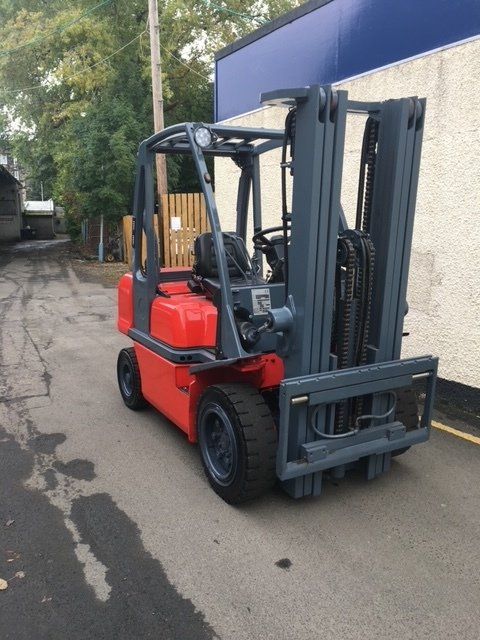 Red forklift truck