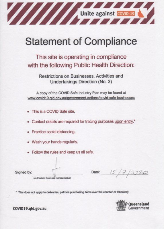 Covid Safe Site Certificate