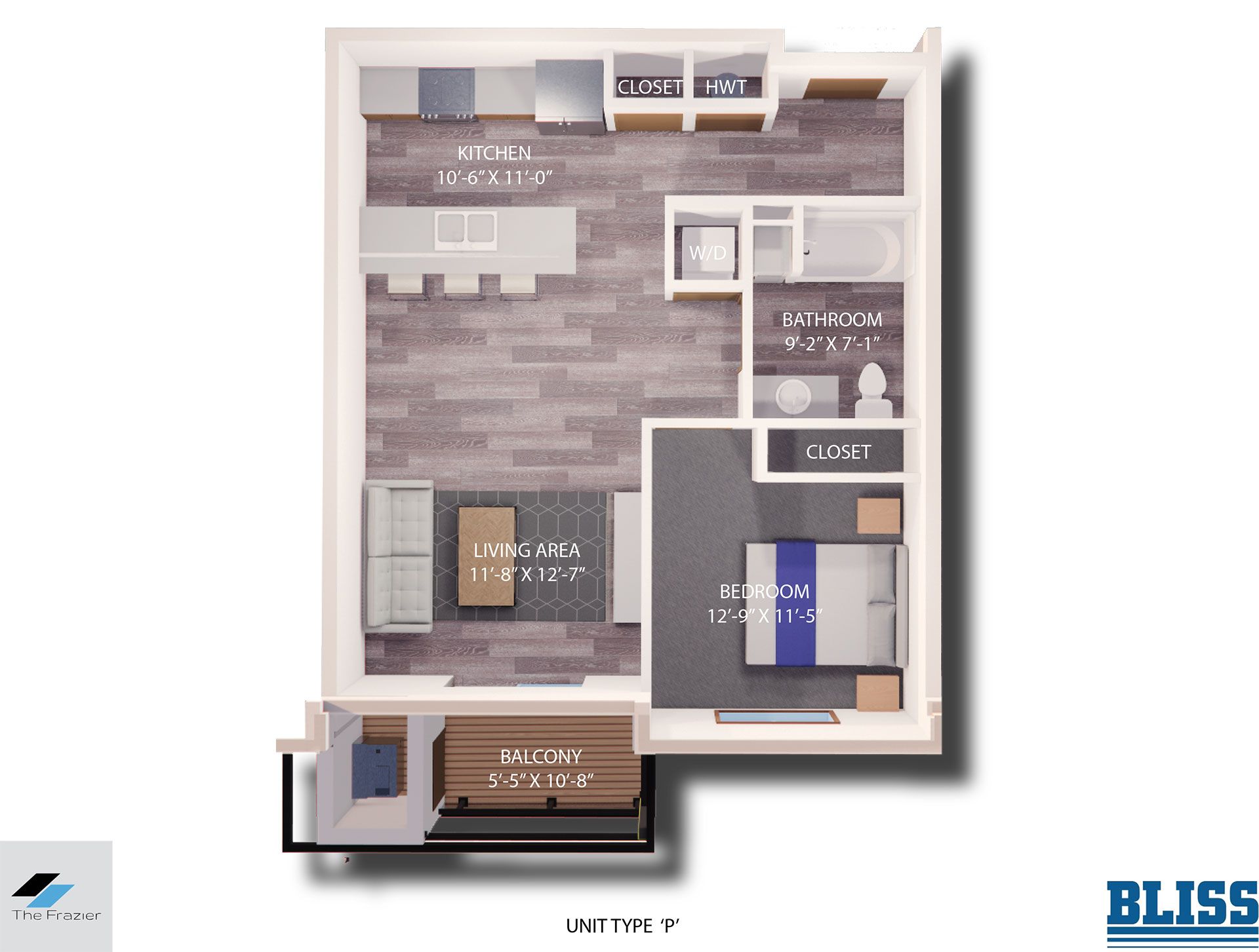 Type P - 1BR/1B - 760 SF