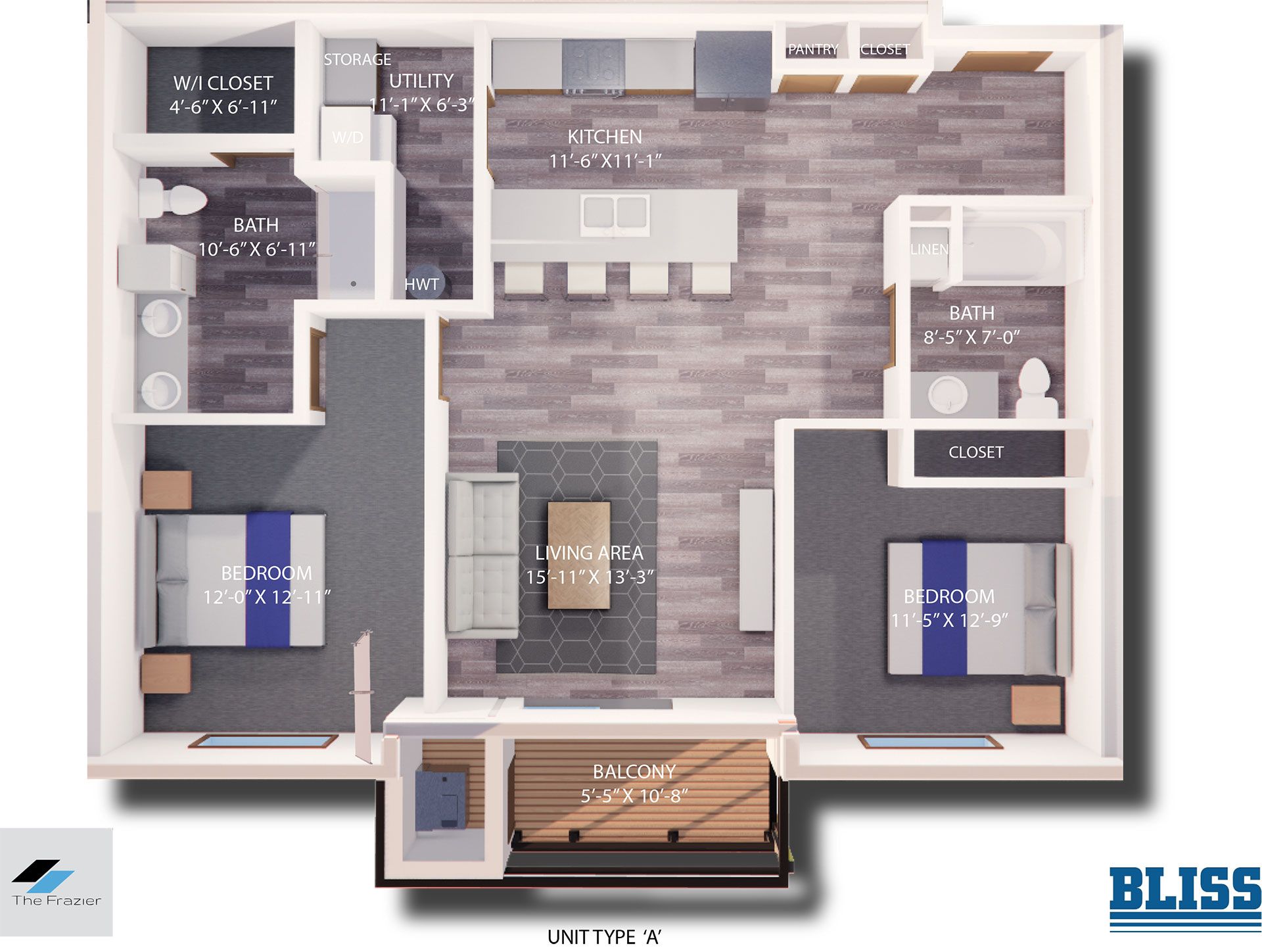 Type A - 2BR/2B - 1,140 SF