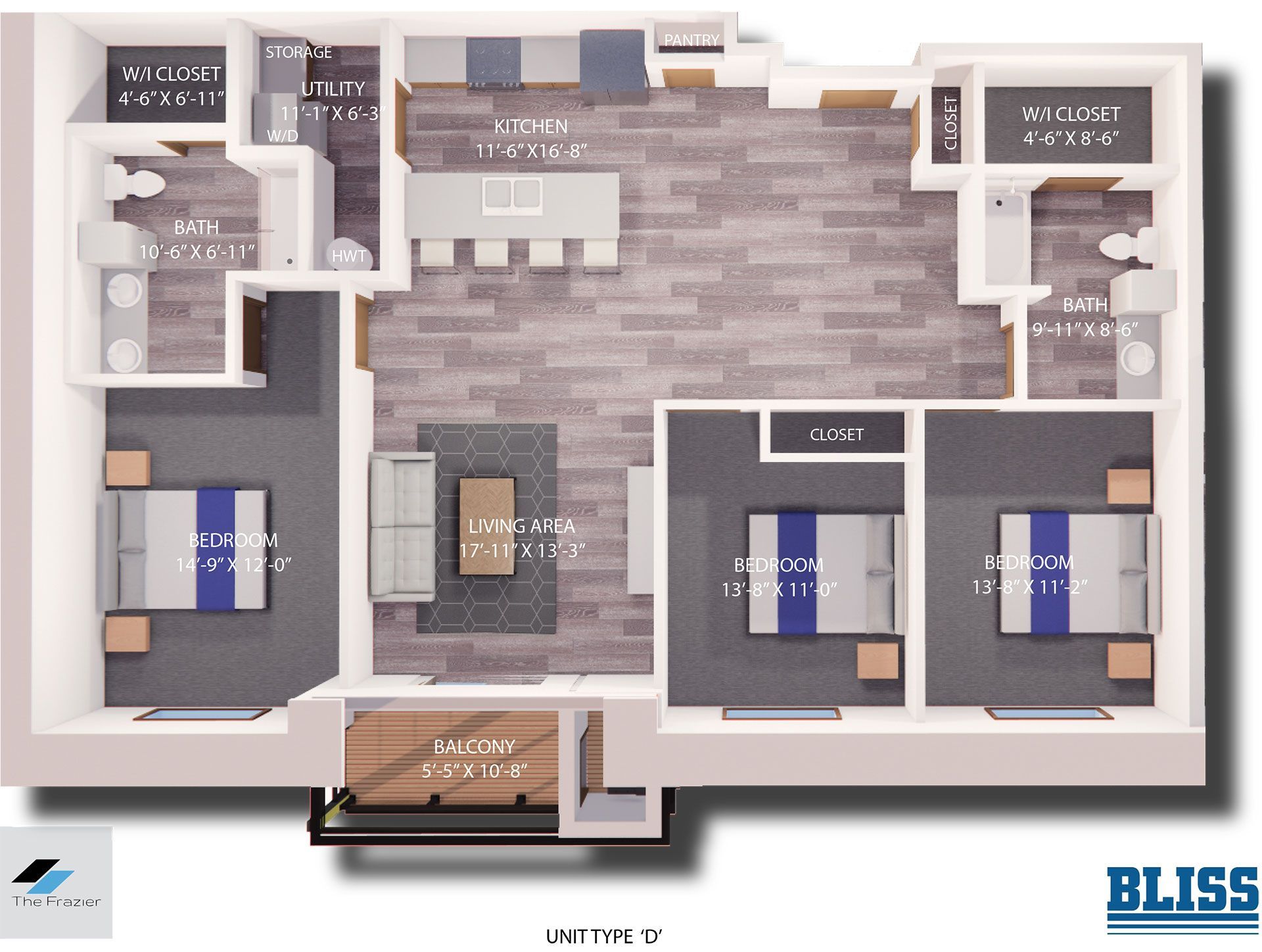 Type D - 3BR/2B - 1,530 SF