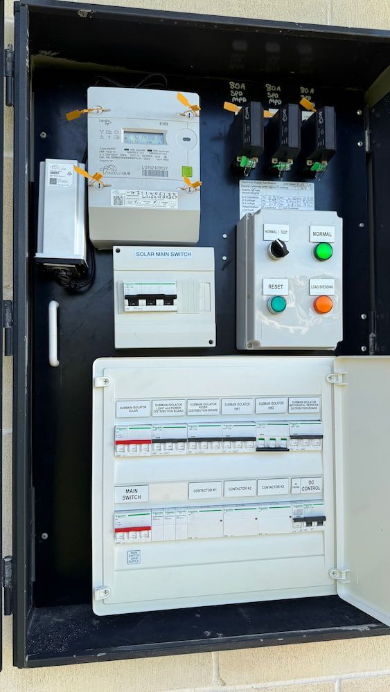 A Black Box With a Bunch of Electrical Equipment — DG Electrical & Fire In Kiama, NSW