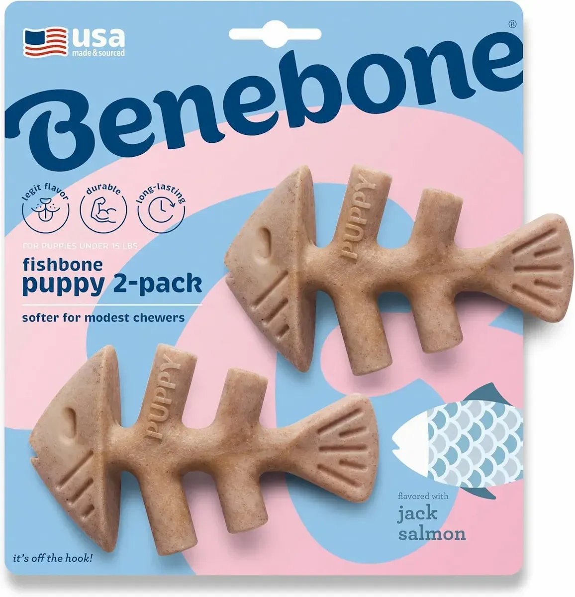 A package of benebone fishbone puppy 2 pack