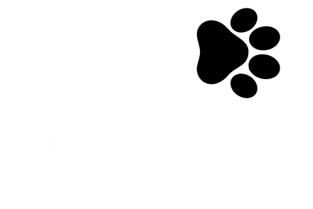 A black paw print on a white background.
