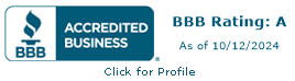 A bbb logo that says accredited business as of 10/12/2024