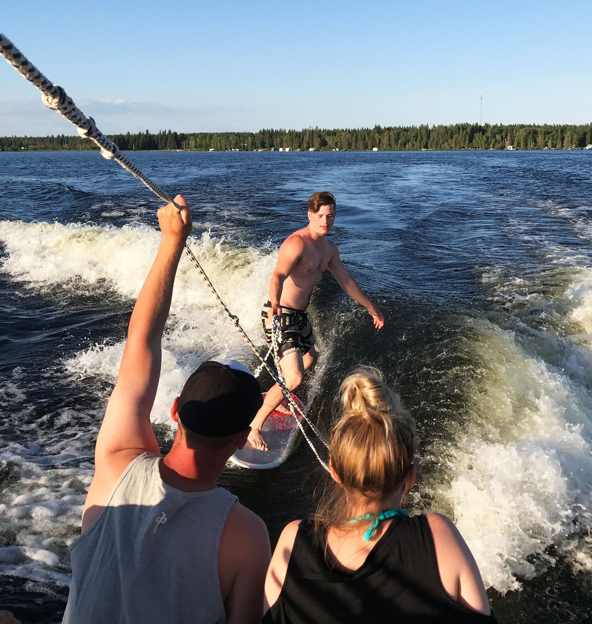 Photo of a man wakeboarding