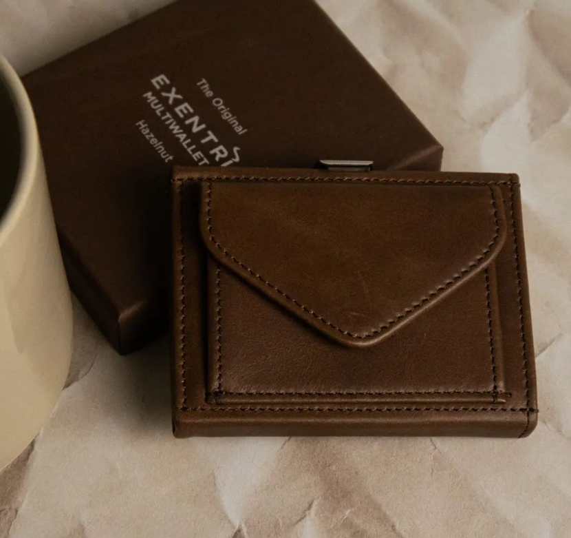 Carteira de pele com espaço para moedas da Exentri