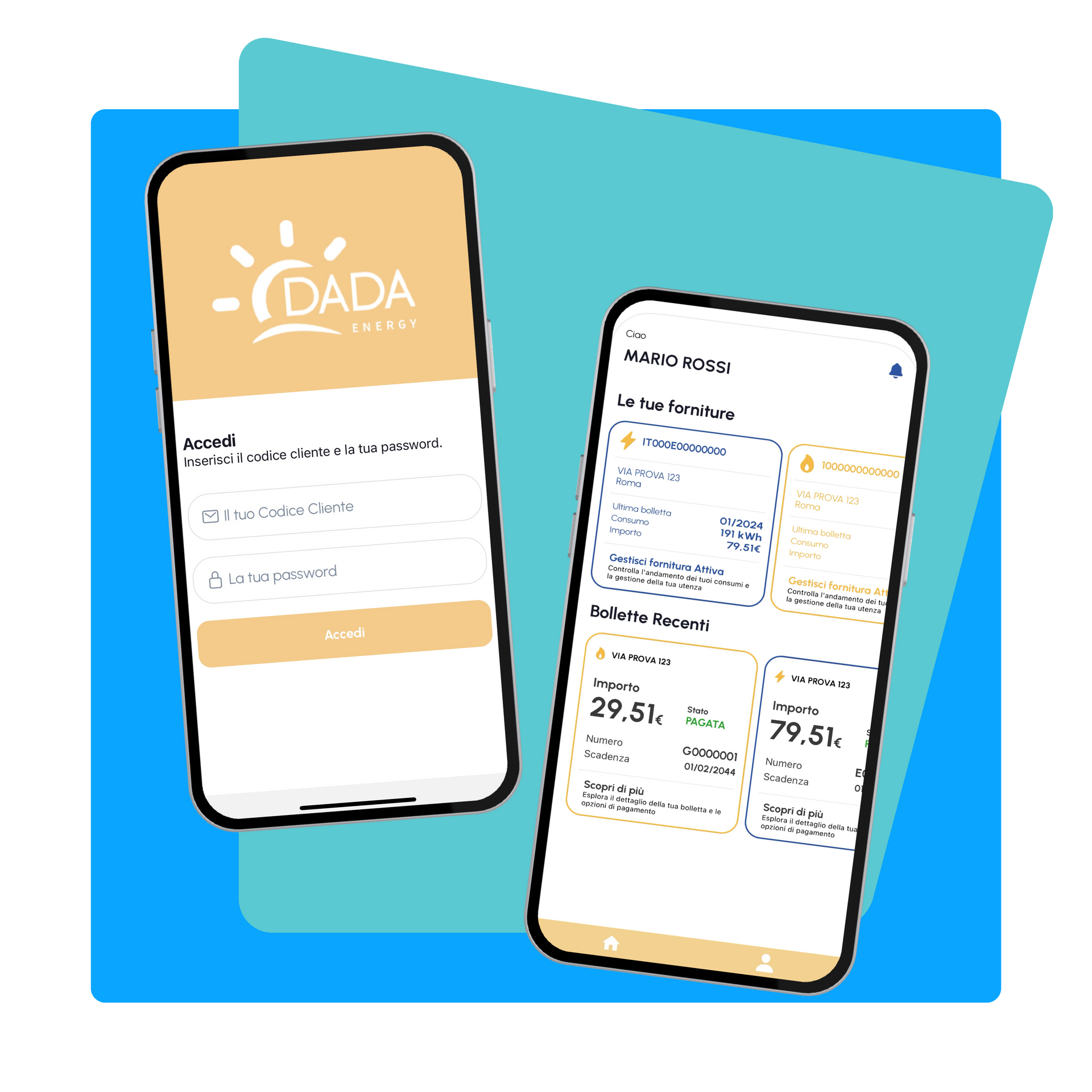 App DADA ENERGY: monitoraggio consumi live e gestione bollette su smartphone