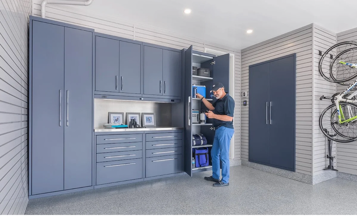 An image of stylish and functional custom garage cabinet services in Coconut Creek, FL