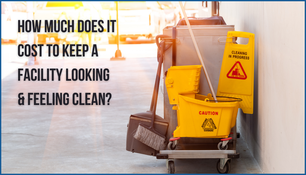 Graphic of Commercial Cleaning Equipment With Message About Cost of Commercial Cleaning.