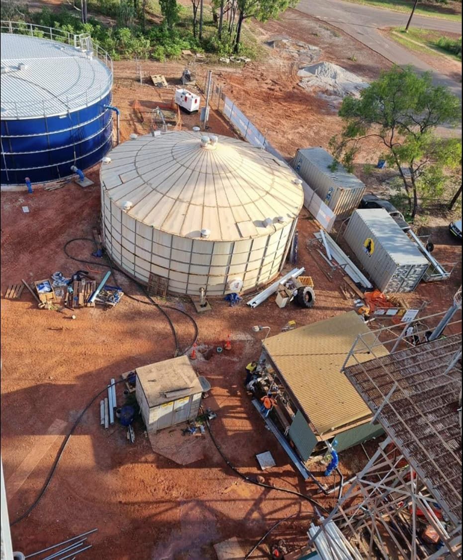 Aerial View Of Gap Tanks — Fletcher's Plumbing & Gas Fitting Pty Ltd in Katherine, NT