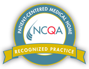 NCQA Patient-Centered Medical Home Recognized Practice seal: blue and gold emblem, 