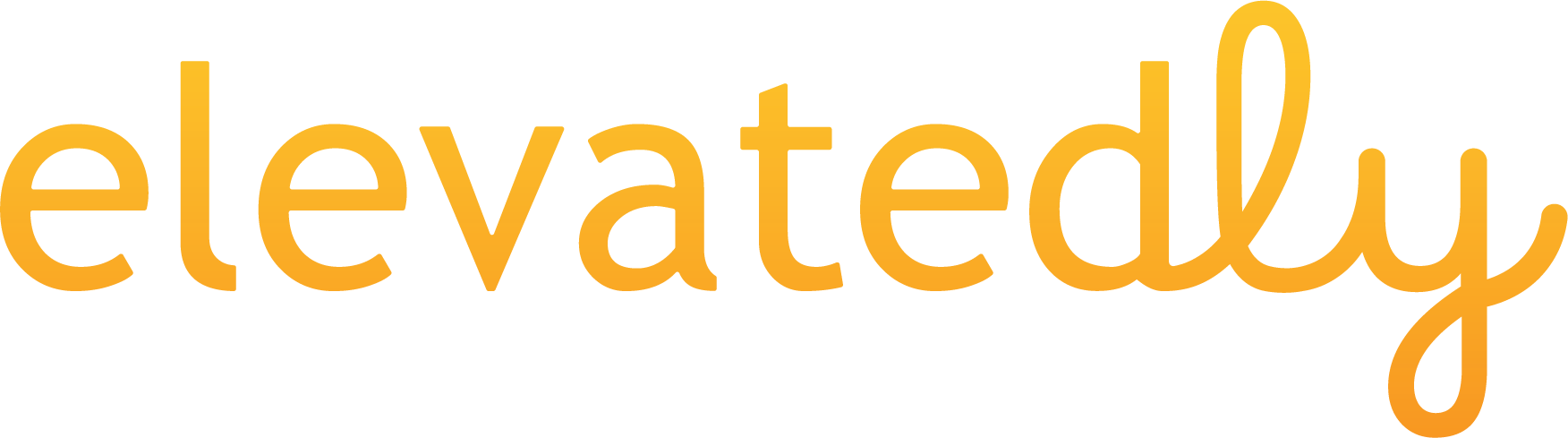The word elevatedly is written in orange on a white background.