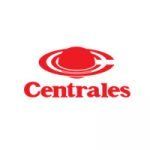 Logotipo rojo de "Centrales" con un símbolo estilizado similar a un planeta.