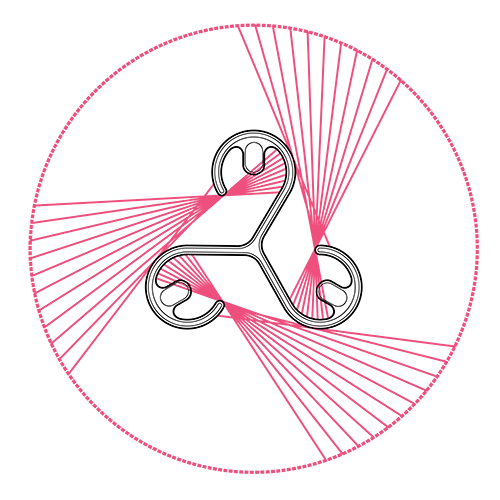 A drawing of a celtic symbol in a pink circle